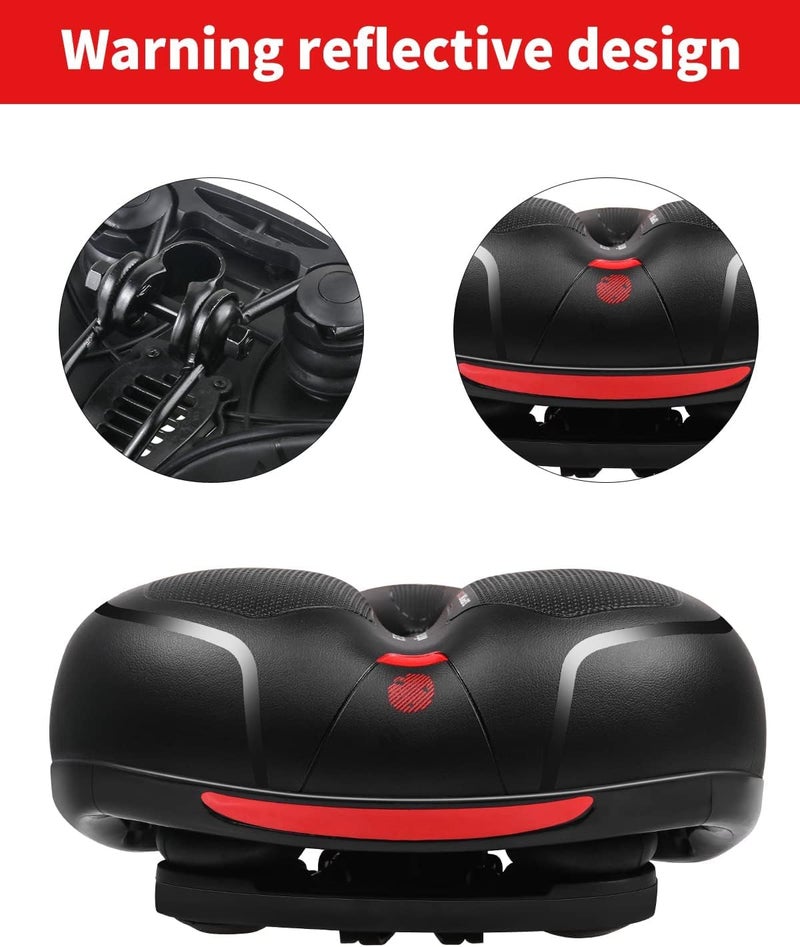 MSDADA Comfortable Bike Seat Cushion - Soft Bicycle Seat for Women Men Memory Foam Padded Waterproof Wide Bike Saddle with Dual Shock Absorbing Rubber Balls Universal Fit for Indoor/Outdoor Bikes - Image 5